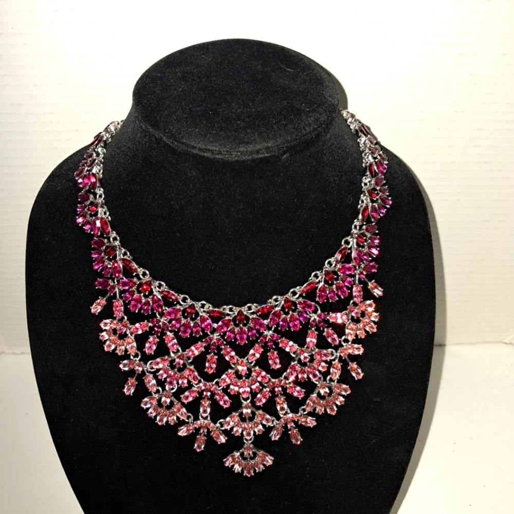 INC Two Tone Bold Chunky CZ Statement Necklace